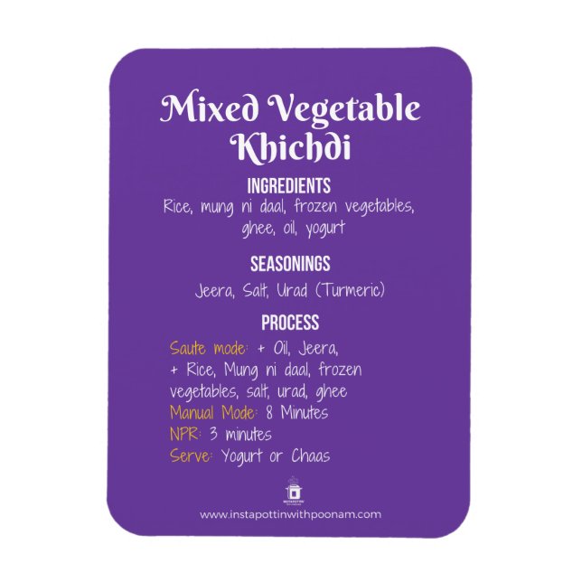 Flexible Magnet de recette Khichdi végétale (Vertical)