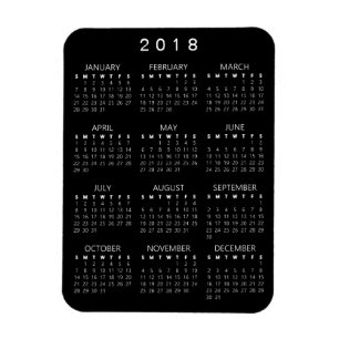 Flexible Magnet du calendrier 2018 - Noir - (année de polic