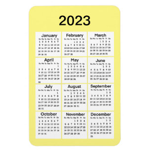 Flexible Magnet du mini calendrier jaune 2023