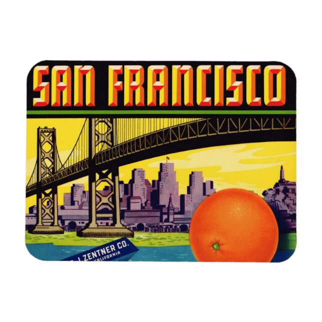 Flexible Magnet Étiquette de San Francisco Citrus (Horizontal)
