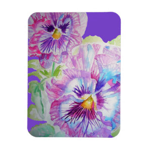 Flexible Magnet Fleurs Art Floral Pensée Violette Aquarelle