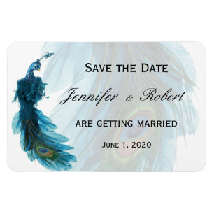 Flexible Magnet Mariage Plume Peacock bleu turquoise