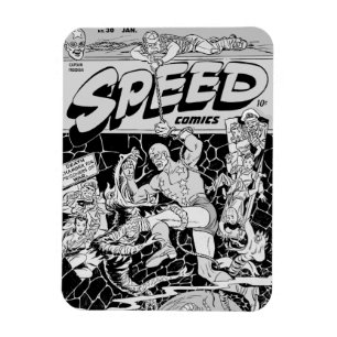 Flexible Magnet mit SPEED Comics aus den 1940er Ja