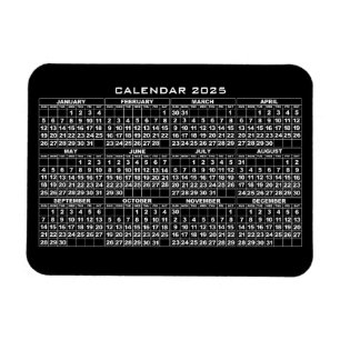 Flexible Magnet noir 2025 Calendrier