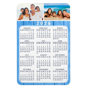 Flexible Magnet photo 2026 Calendrier pour Fridge Blue