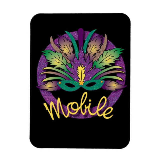 Flexible Mardi Gras Masque Magnet - Mobile, AL (Vertical)