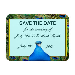 Flexible Mariage de paon Enregistrer la date Magnet