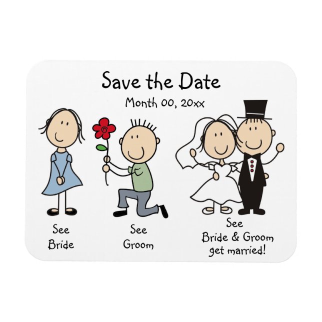 Flexible Mariage mignon Enregistrer la date Magnet (Horizontal)