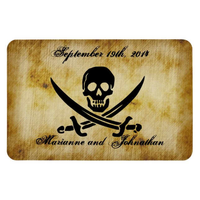 Flexible Mariage pirate Enregistrer la date Souvenir Magnet (Horizontal)