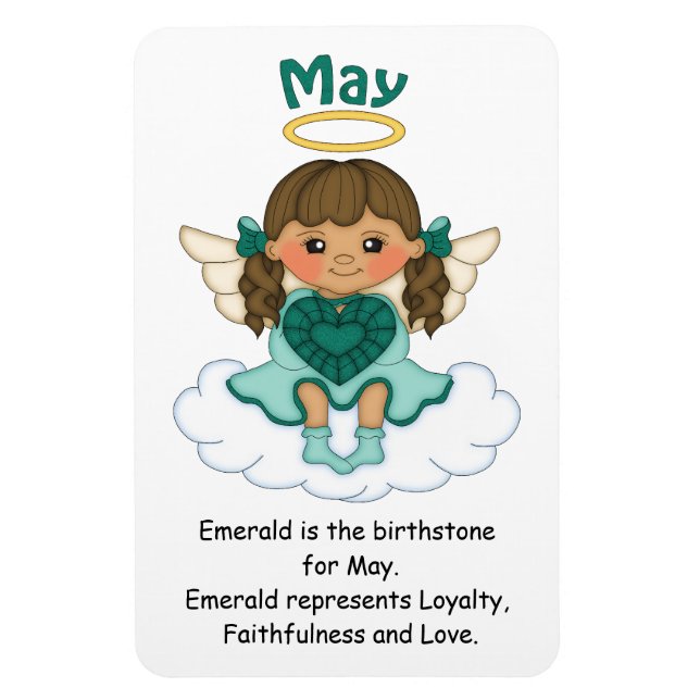 Flexible May Birthstone Angel Brunette Premium Magnet (Vertical)