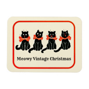 Flexible Meowy Vintage Christmas adorable Chats Magnet