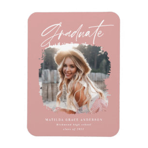 Flexible Modern photo script contemporary graduation magnet
