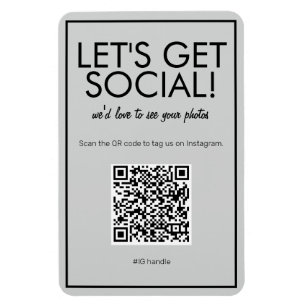 Flexible Moderne Gris Social Média QR Code Magnet