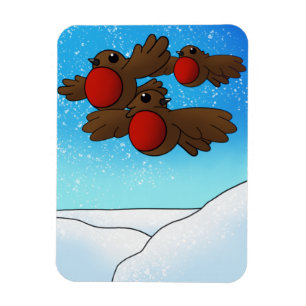 Flexible Noël Robin Birds Magnet