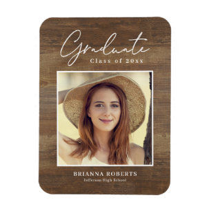 Flexible Nouveau Voyage Rustic Graduation Magnet Faire-part