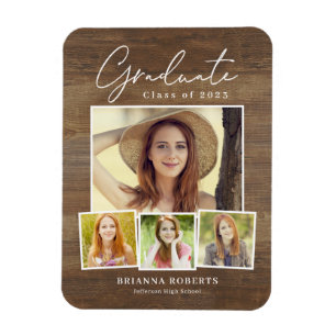 Flexible Nouveau Voyage Rustic Graduation Magnet Faire-part