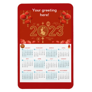 Flexible Nouvel an chinois 2023 Calendrier de lapin Magnet 