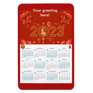 Flexible Nouvel an chinois 2023 Calendrier de lapin Magnet