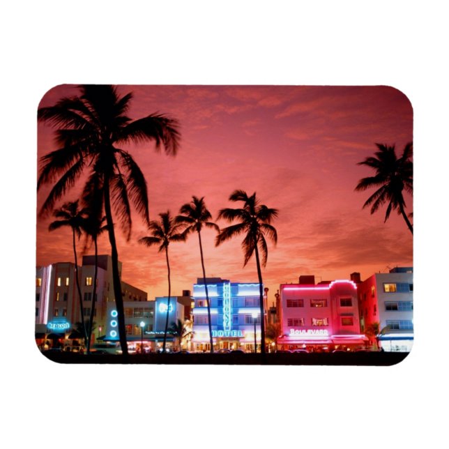 Flexible Ocean Drive Miami Beach Skyline Magnet (Horizontal)
