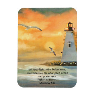 Flexible Phare coucher de soleil Bible Verse Magnet