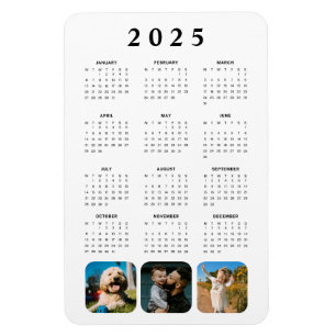Flexible Photo Collage mensuel 2025 Calendrier Magnet