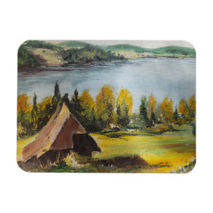 Flexible Photo Magnet Ann Hayes Peinture Chalet Sur Le Lac