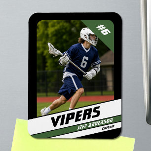 Flexible Photo Magnet Joueur de Lacrosse Vert Vigoureux