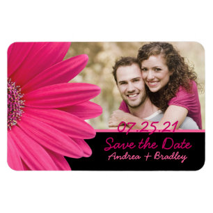 Flexible Pink Gerbera Daisy Photo Mariage Magnet