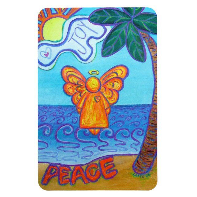 Flexible Plage Joie et Paix Angel Art Rectangle Magnet (Vertical)