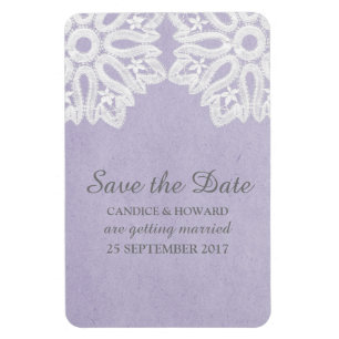 Flexible Purple Elegant Lace Save the Date Flexi Magnet