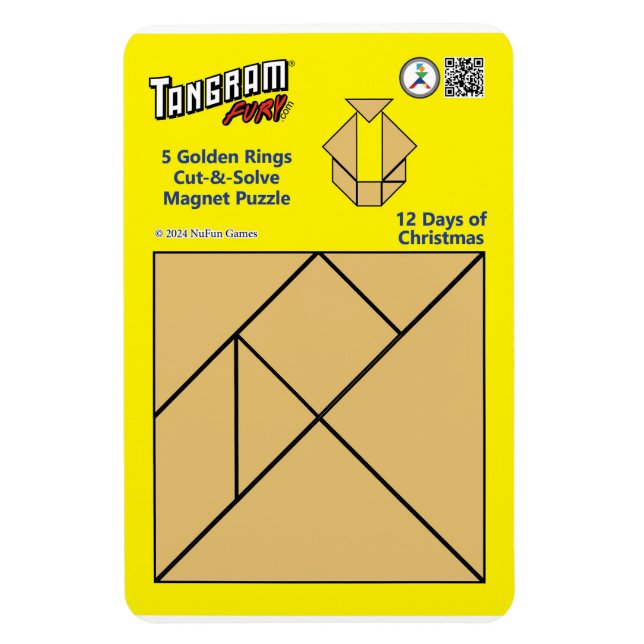 Flexible Puzzle Tangram Magnet - 5 anneaux d'or (Vertical)