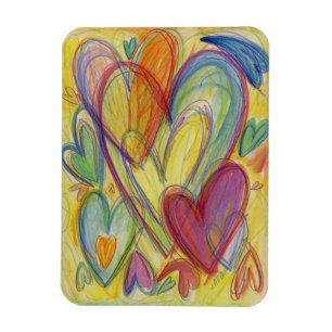 Flexible Rainbow Love Hearts Inspirational Fridge Magnet