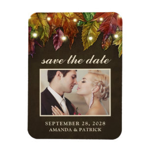 Flexible Rustic Fall Feuaves Photo Magnet Réservez la date