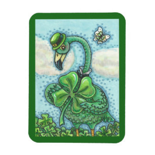 Flexible Saint Patrick's Day MAGNET FLAMANT ROSE VERT IRLAN