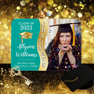 Flexible Sarcelle   Gold Graduate Vague Grad Magnet photo C