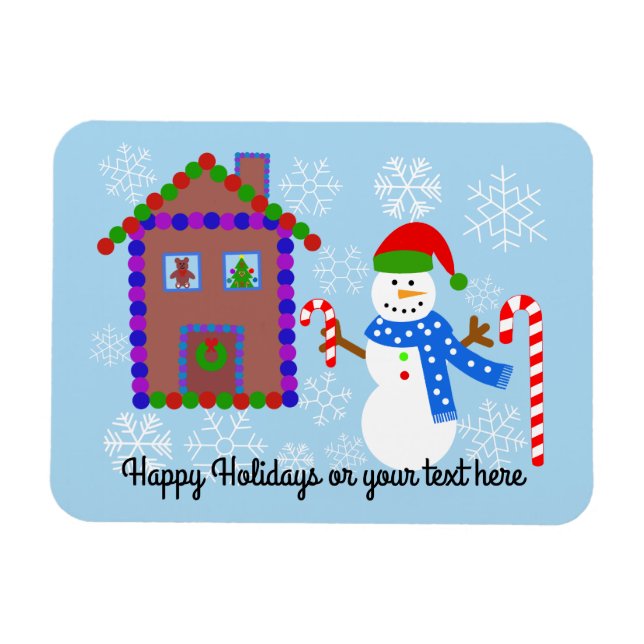 Flexible Snowman & House #1 Magnet (Horizontal)