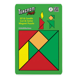 Flexible Tangram Christmas Elf Magnet - Elfe avec bougie