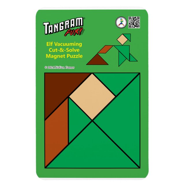 Flexible Tangram Magnet Elf Quirky - Vacuuming (Vertical)