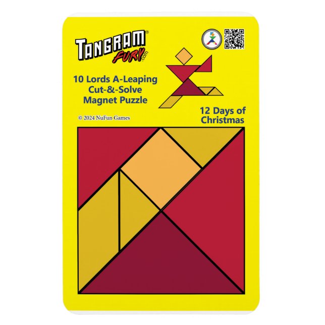 Flexible Tangram Magnet Puzzle - 10 Seigneurs A-Leaping (Vertical)
