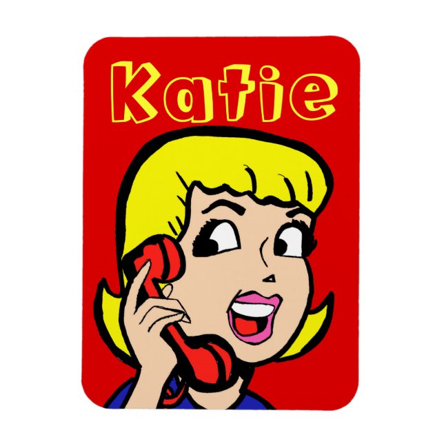 Flexible Téléphone Fille bande dessinée Flexi Magnet (Vertical)