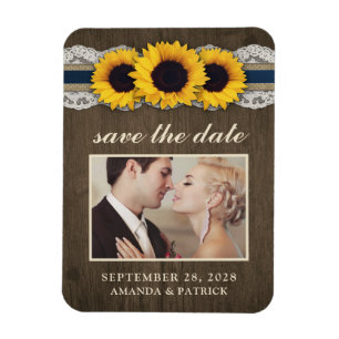 Flexible Tournesol Burlap Magnet Réservez la date