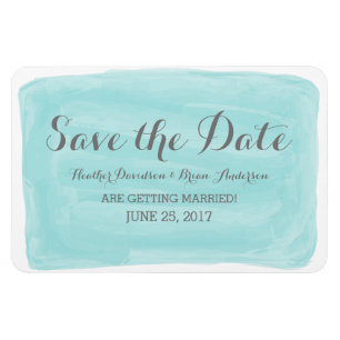 Flexible Turquoise Watercolor Save the Date Magnet