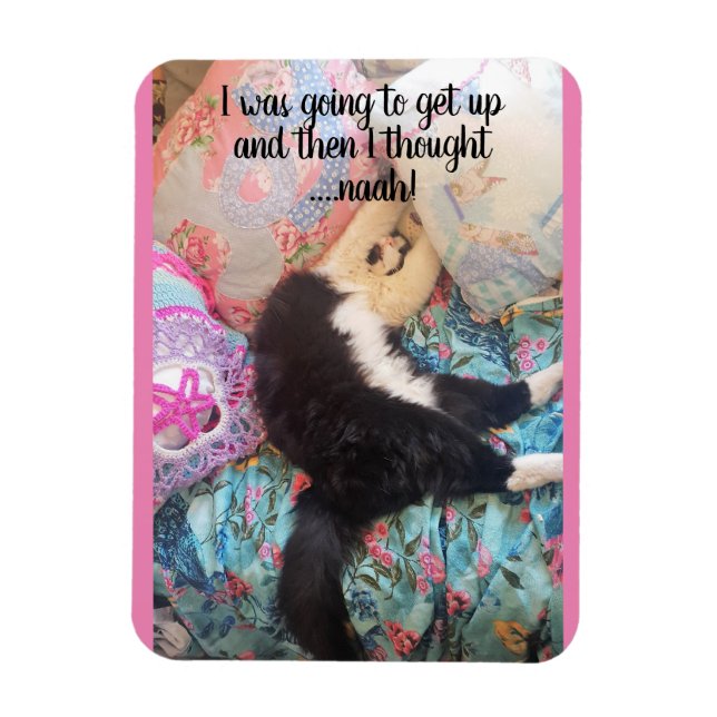 Flexible Tuxedo Chat Dormir drôle Dire chats Magnet (Vertical)