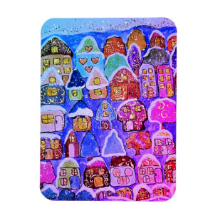 Flexible Village d'hiver fantaisiste Magnet Noël Art folklo