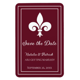 Flexible Vin Fleur de Lis Économisez la date Magnet