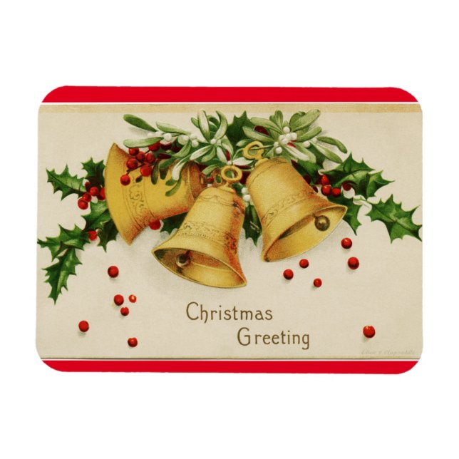 Flexible Vintage Christmas Bells Magnet (Horizontal)