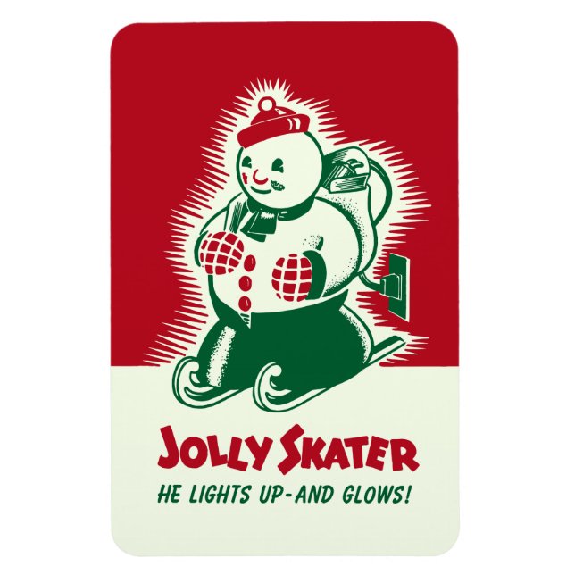 Flexible Vintage Christmas Jolly Patinage Magnet (Vertical)