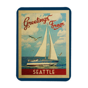 Flexible Vintage voyage de bateau à voile Seattle Magnet Wa