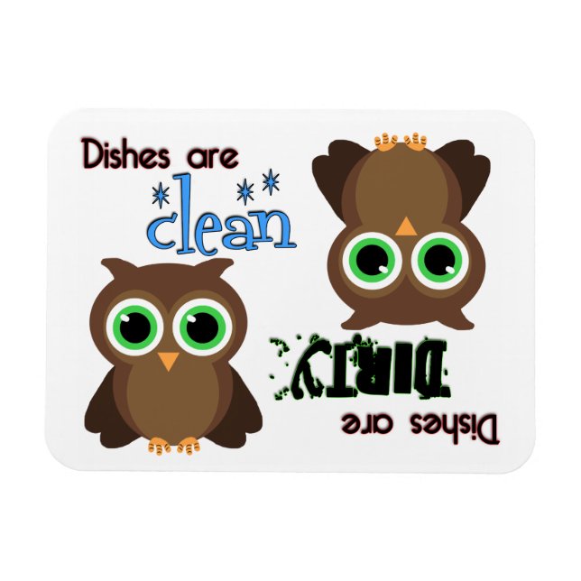 Flexible Whimsical Green Eyed Brown Owl Magnet (Horizontal)