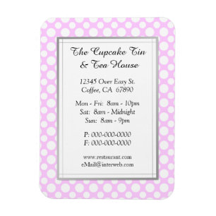 Flexible White Polka Dots on Pink Restaurant Custom Magnet